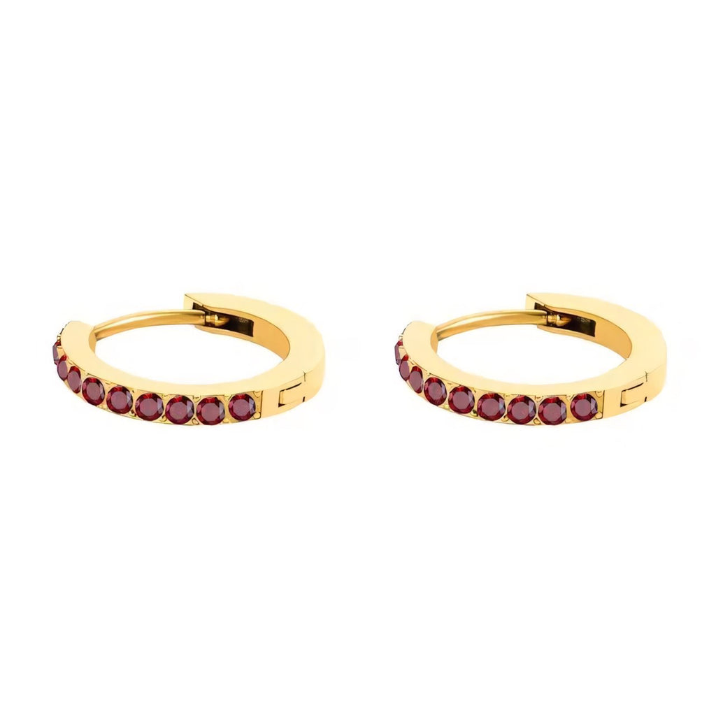 Dainty Birthstone Hoop Huggie Earrings — product detail