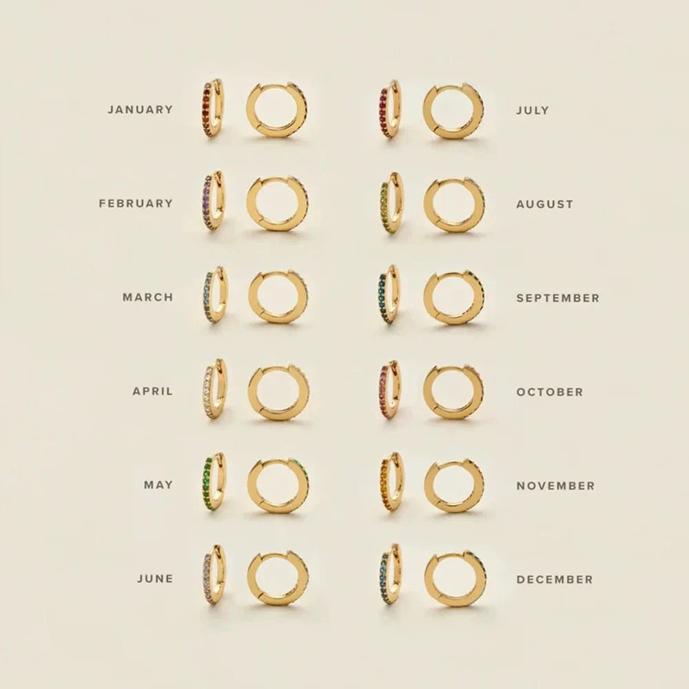 Dainty Birthstone Hoop Huggie Earrings — product detail
