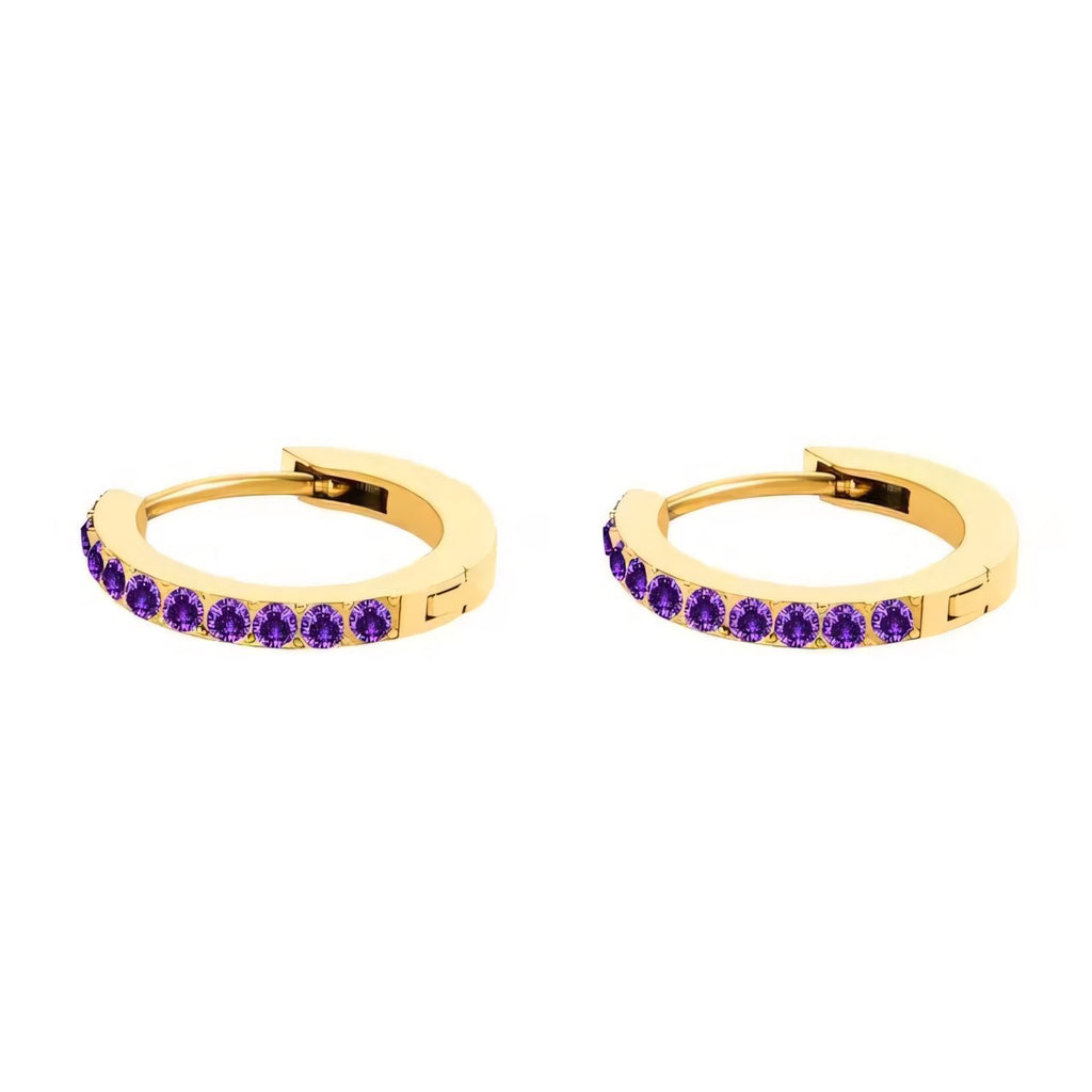 Dainty Birthstone Hoop Huggie Earrings — product detail