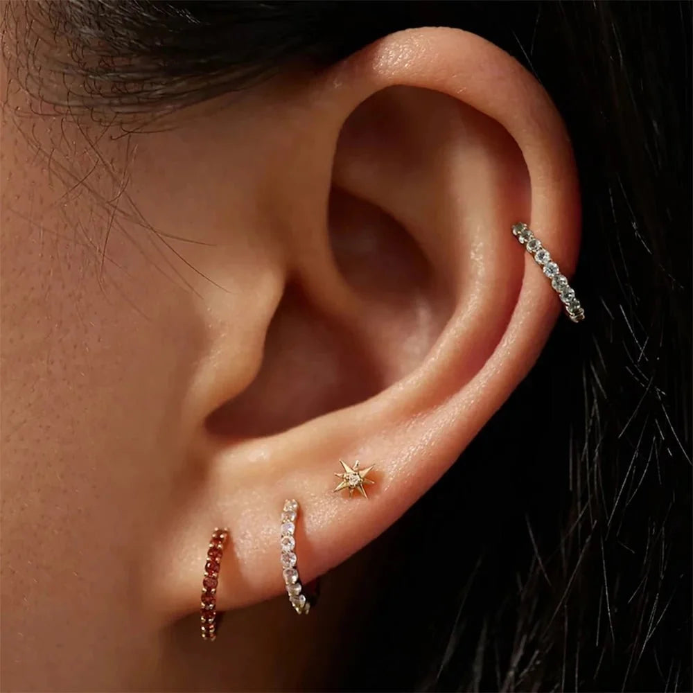Dainty Birthstone Hoop Huggie Earrings — product detail