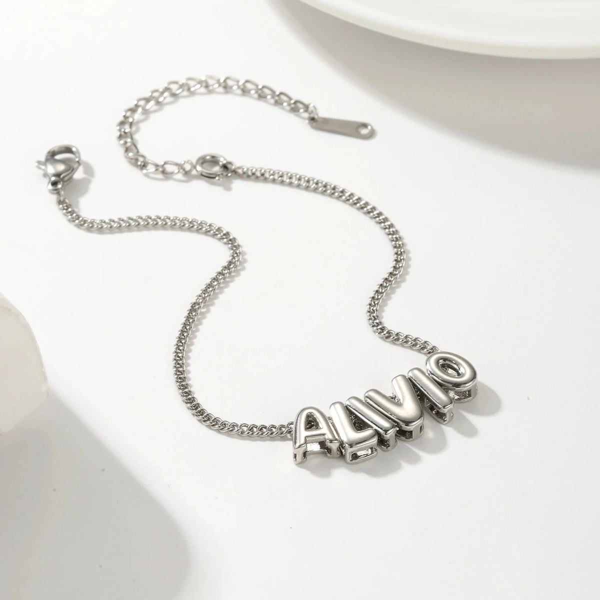 Dainty Bubble Letter Name Bracelet — product detail