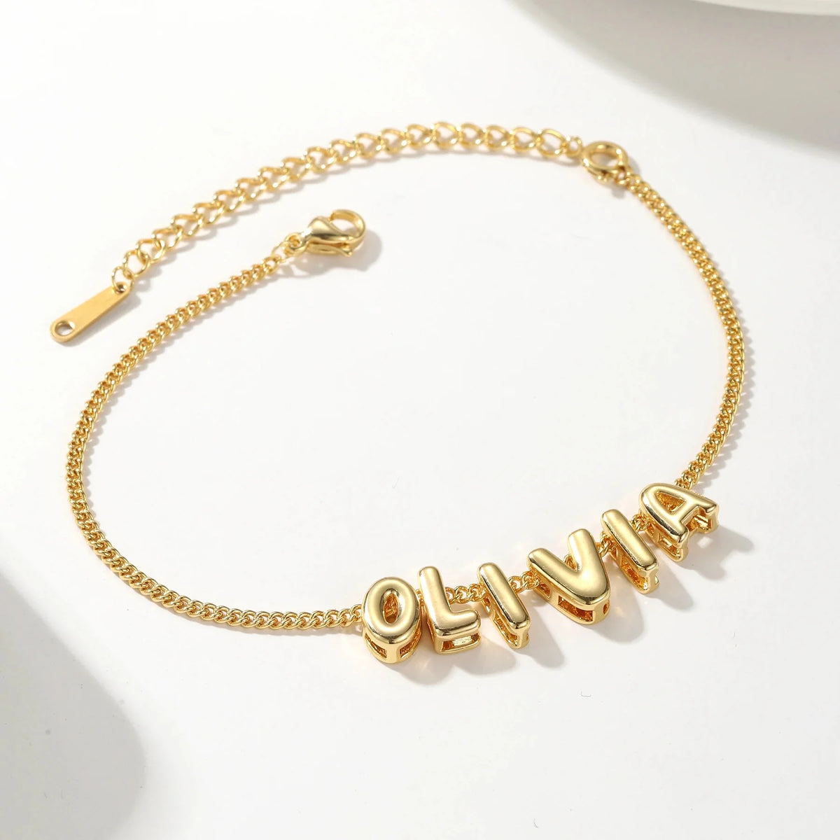Dainty Bubble Letter Name Bracelet — product detail