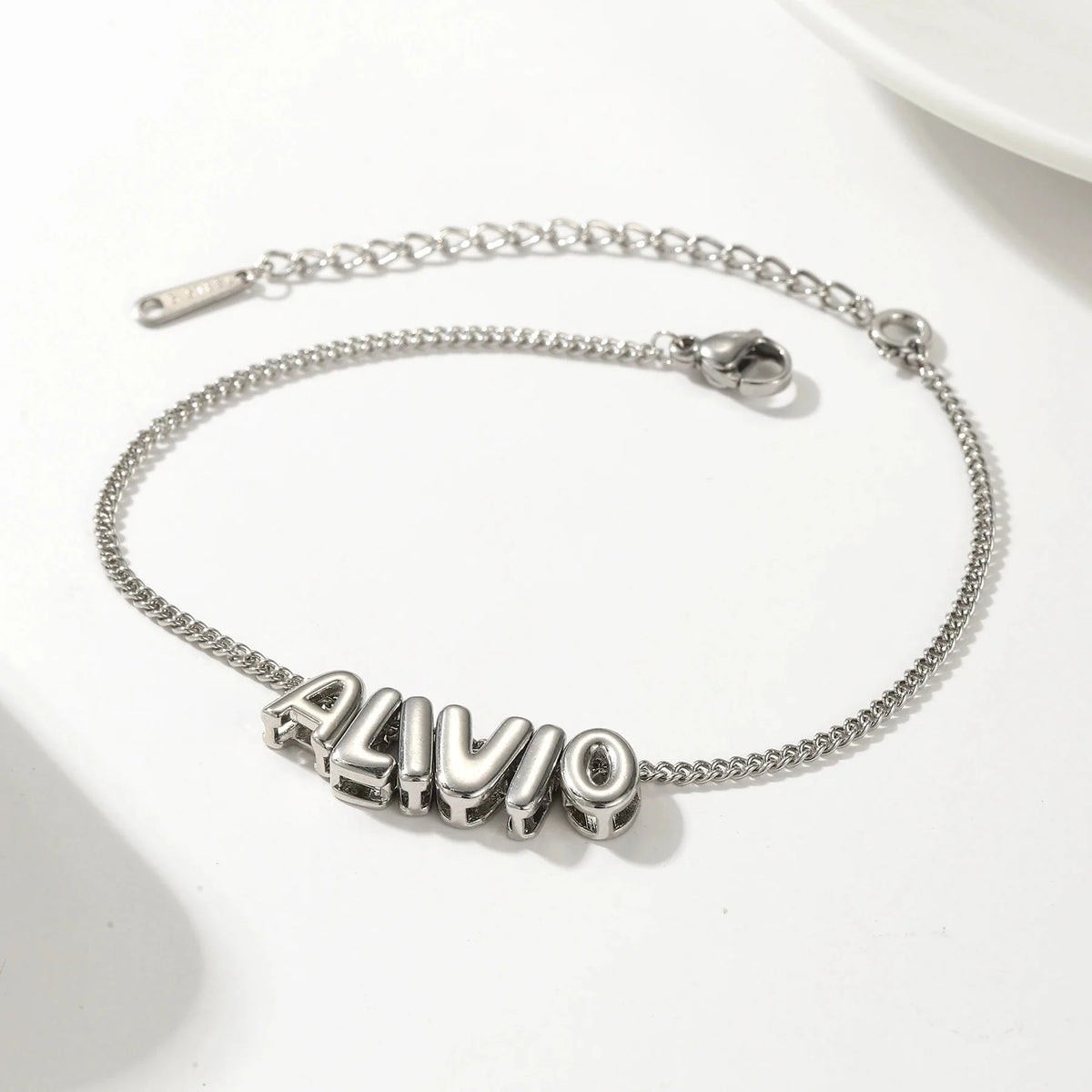 Dainty Bubble Letter Name Bracelet — product detail