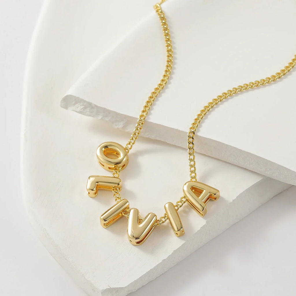 Dainty Bubble Letter Name Necklace — product detail