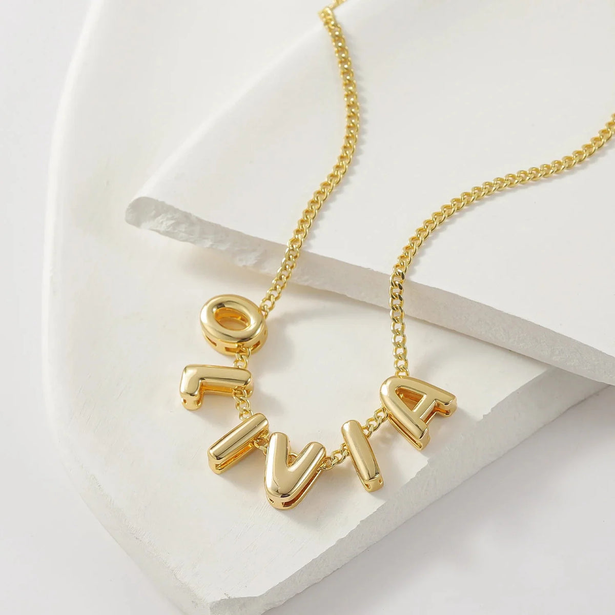 Dainty Bubble Letter Name Necklace — product detail
