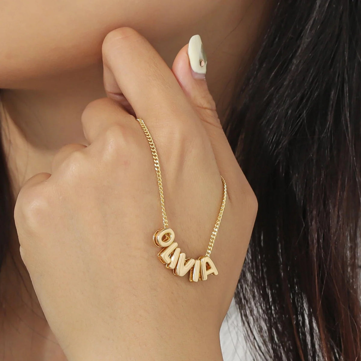Dainty Bubble Letter Name Necklace — product detail