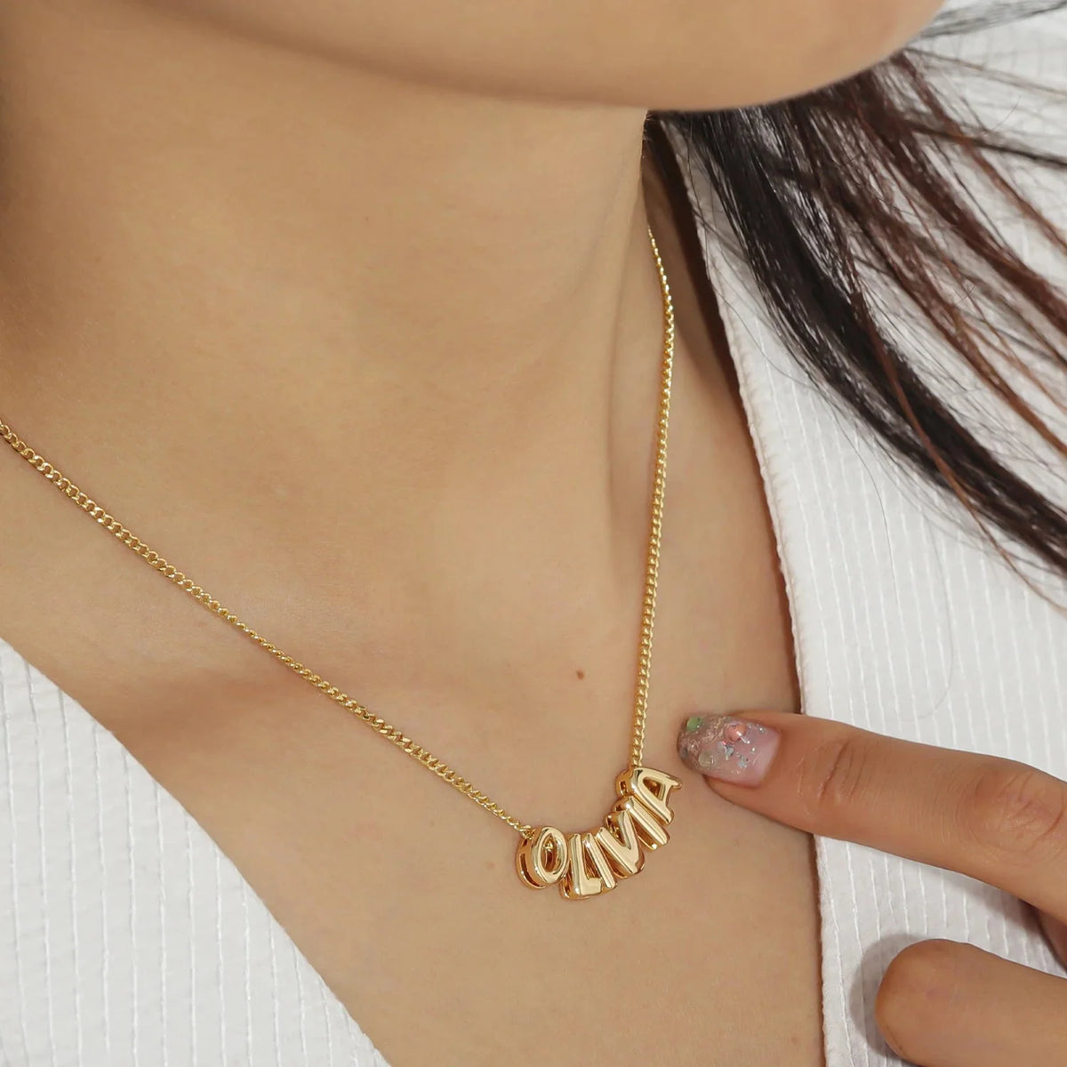 Dainty Bubble Letter Name Necklace — product detail