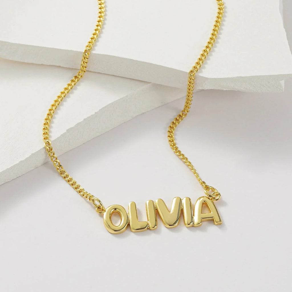 Dainty Bubble Letter Name Necklace — product detail