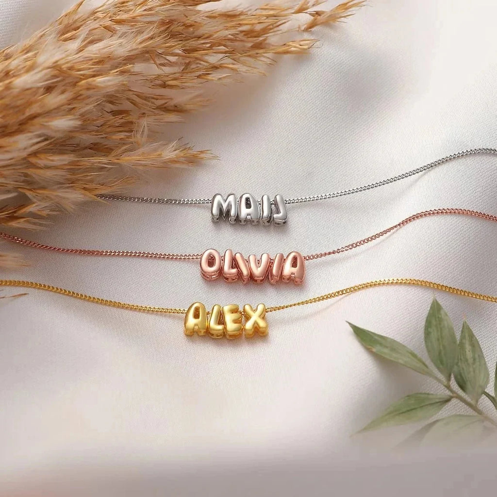 Dainty Bubble Letter Name Necklace — product detail
