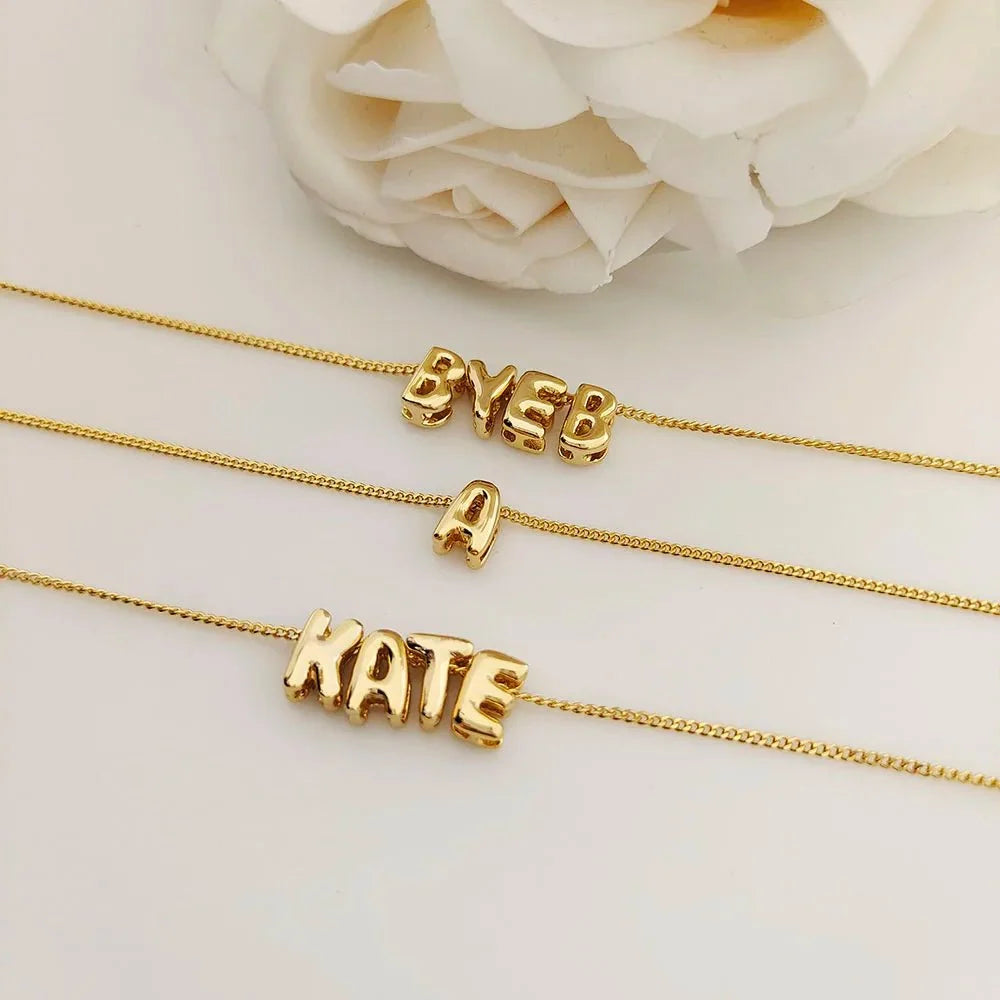 Dainty Bubble Letter Name Necklace — product detail