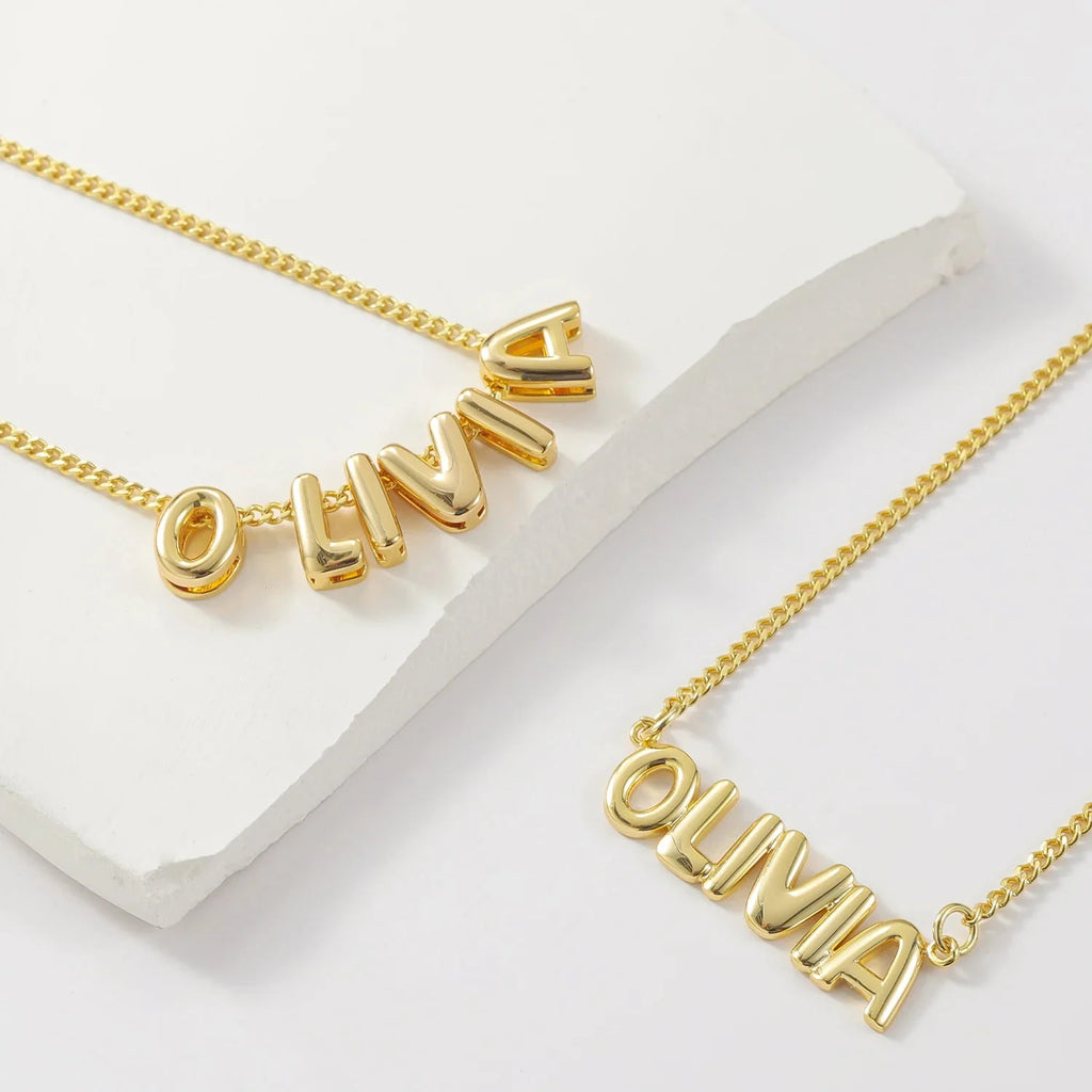 Dainty Bubble Letter Name Necklace — product detail