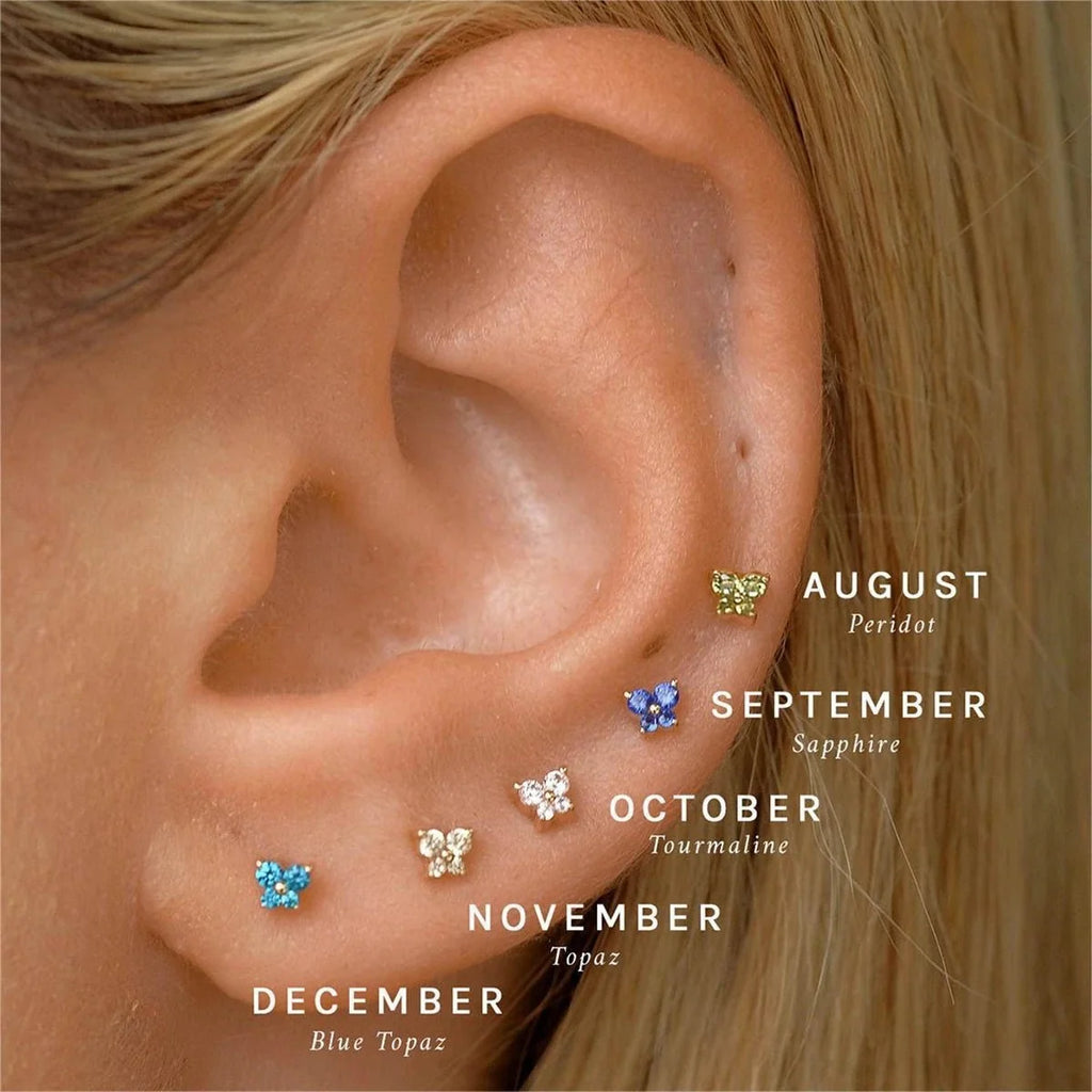 Dainty Butterfly Birthstone Stud Earring — product detail