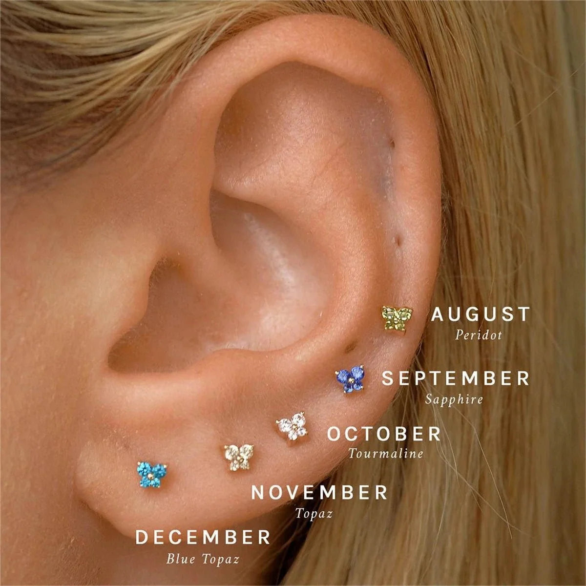 Dainty Butterfly Birthstone Stud Earring — product detail