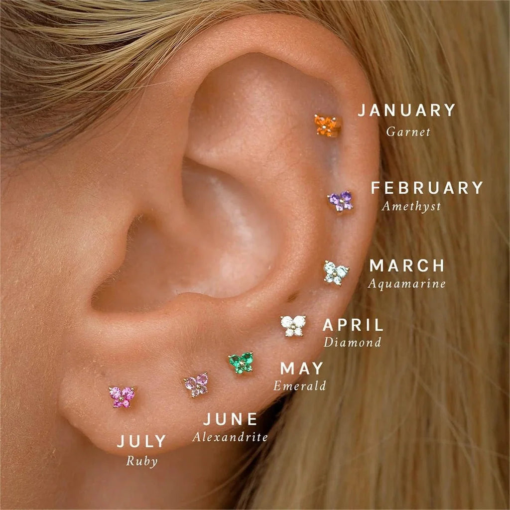 Dainty Butterfly Birthstone Stud Earring — product detail