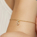 Dainty Chain Sparkling Initial Bracelet — product detail
