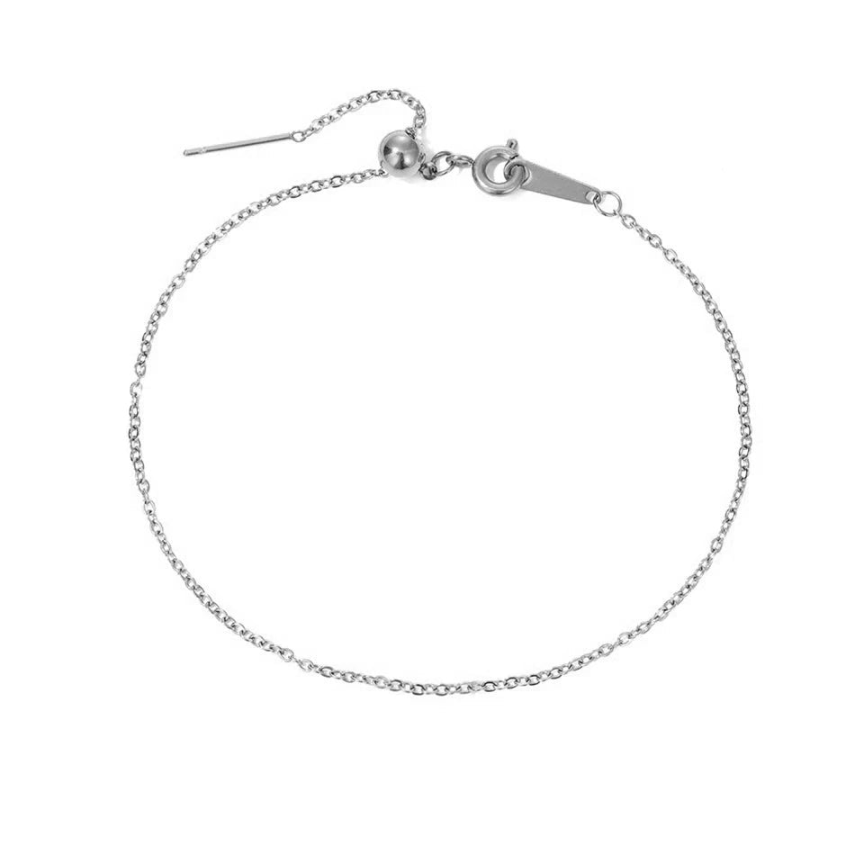 Dainty Chain Sparkling Initial Bracelet — product detail