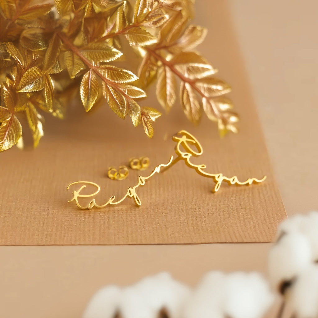 18k Dainty Personalised Name Earrings — product detail