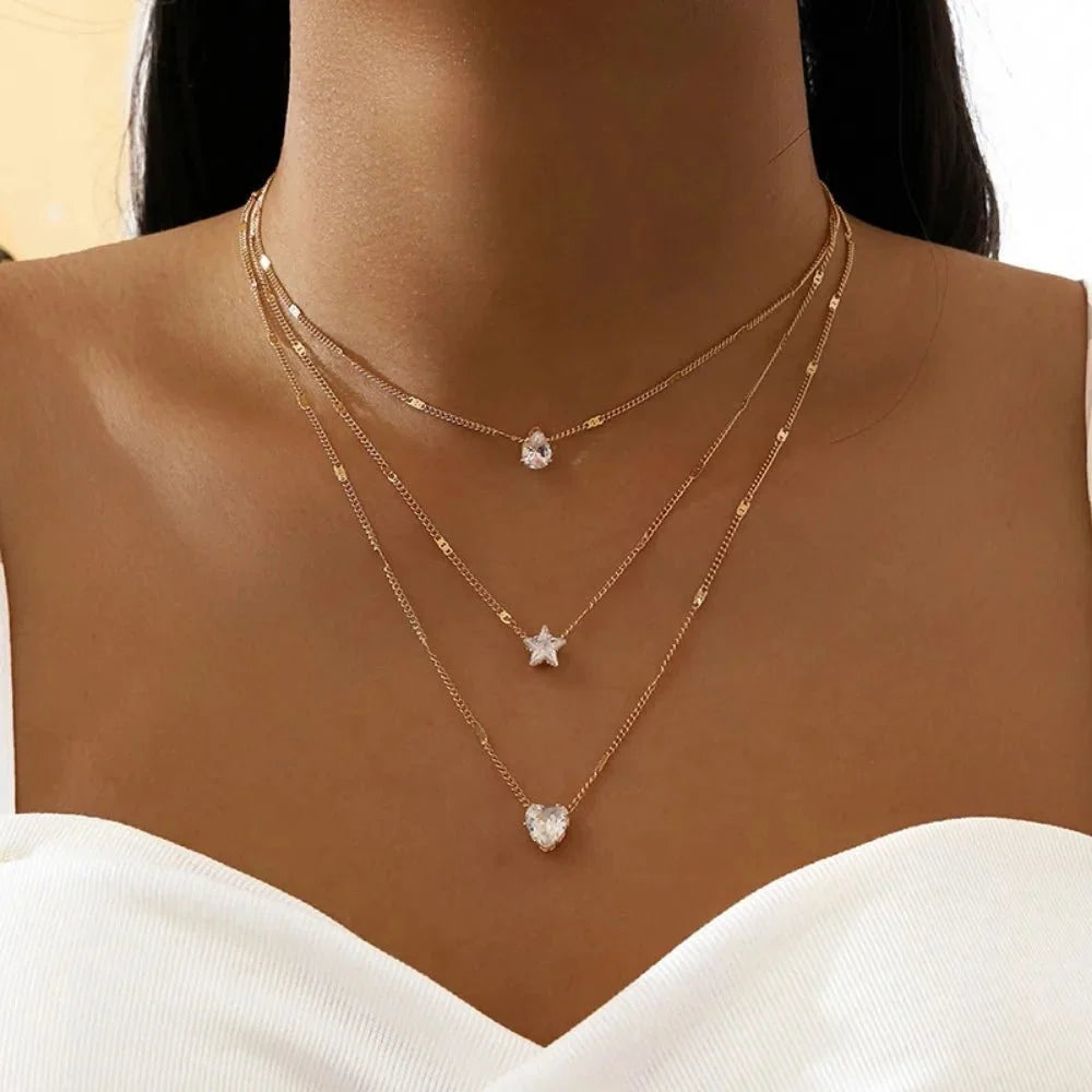Dainty Shaped Diamonds Necklace Stack — product detail
