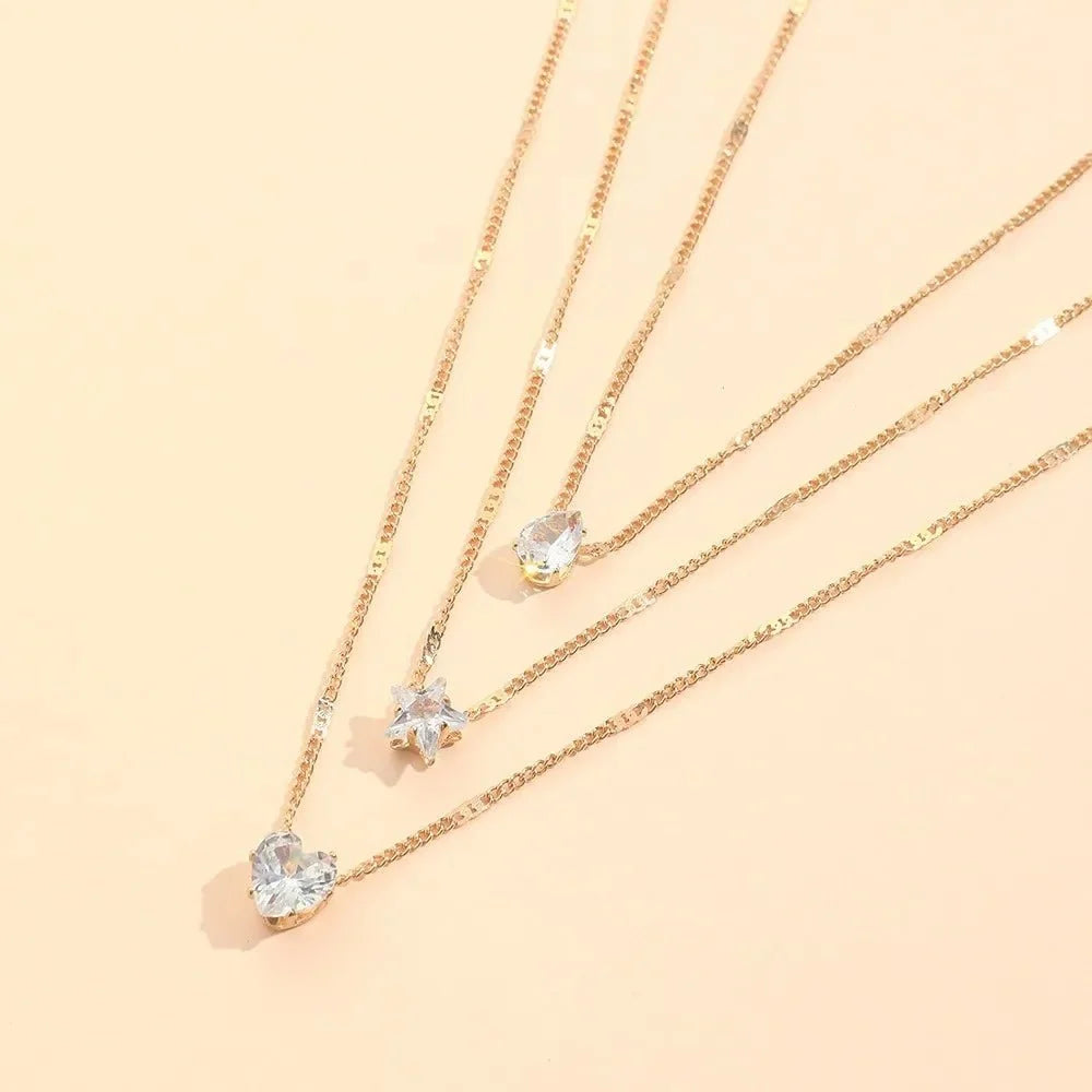 Dainty Shaped Diamonds Necklace Stack — product detail