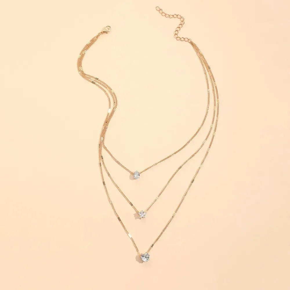 Dainty Shaped Diamonds Necklace Stack — product detail