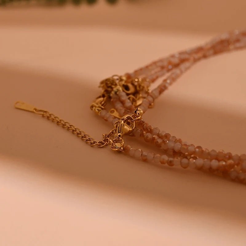 Dainty Stone Beaded Initial Necklace — product detail
