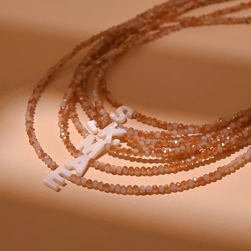 Dainty Stone Beaded Initial Necklace — product detail