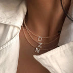 Dainty Stone Beaded Initial Necklace — product detail