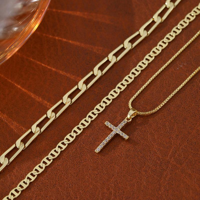 3pc 14k Layered Cross Necklace Stack — product detail