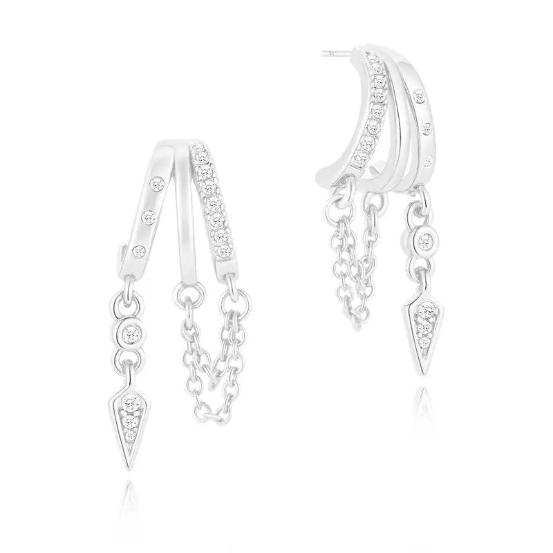 14k Triple Huggie Dangle Earrings Pair — product detail