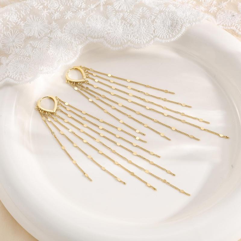 14k Tassel Chain Hoop Earrings — product detail