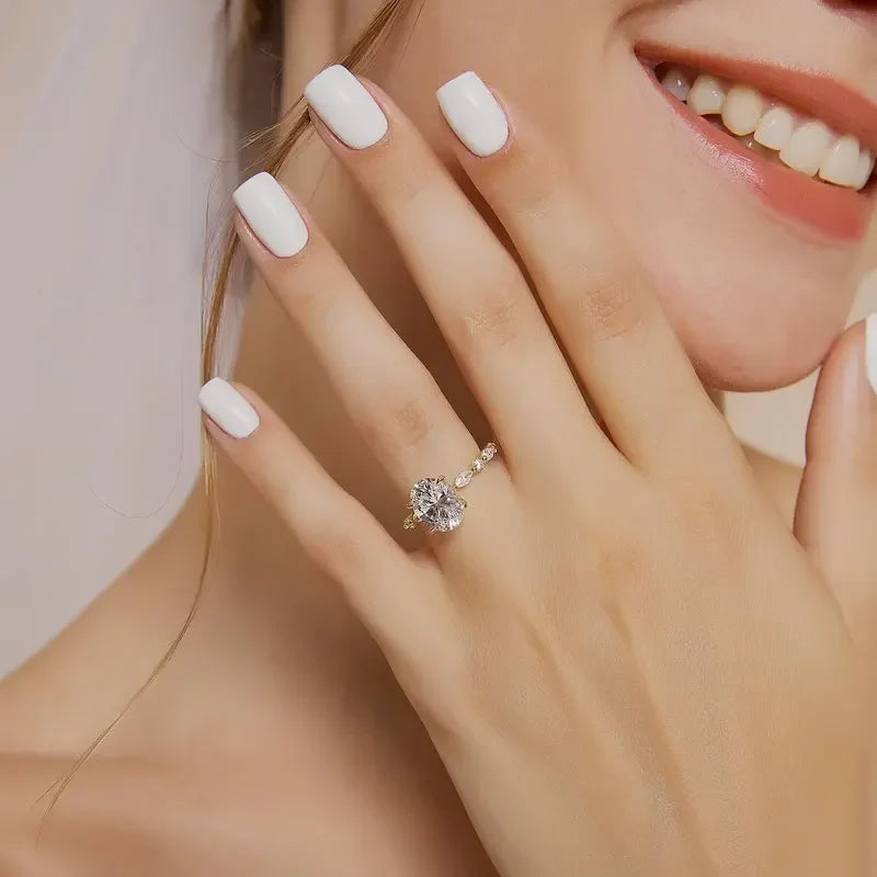 S925 3CT Elegant Oval Set Moissanite Accented Band Ring — product detail