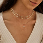 3pc 14k Layered Cross Necklace Stack — product detail