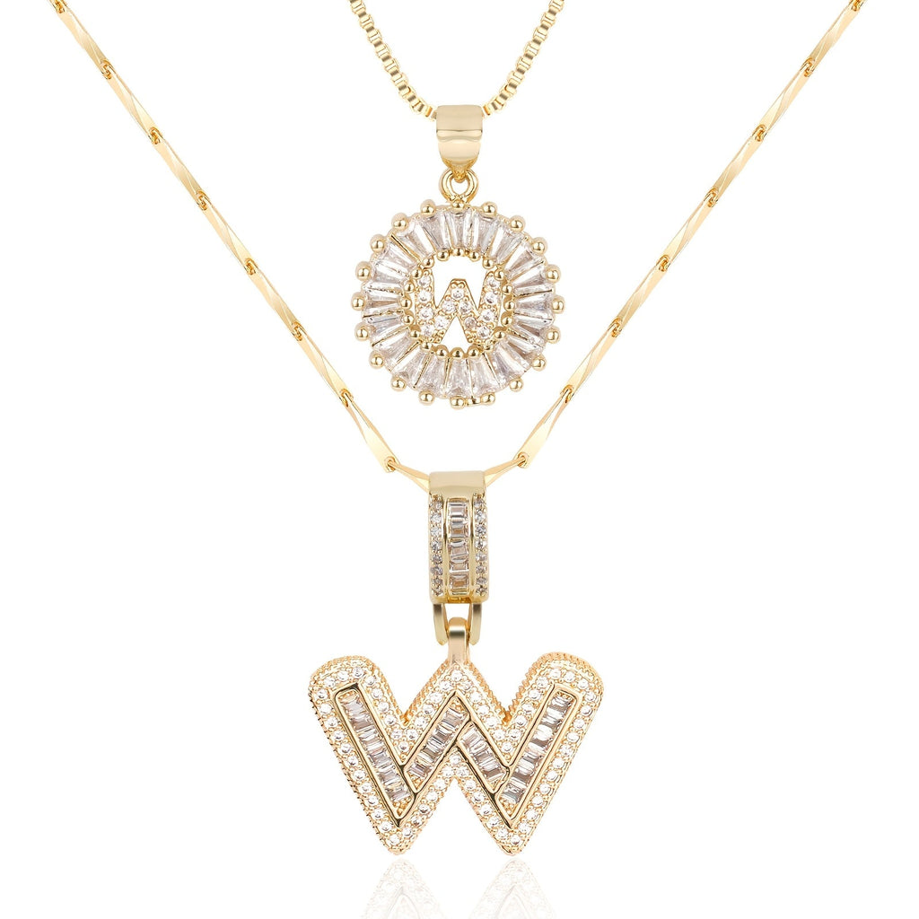 2pc 14k Sparkling Letter Initial Necklaces — product detail