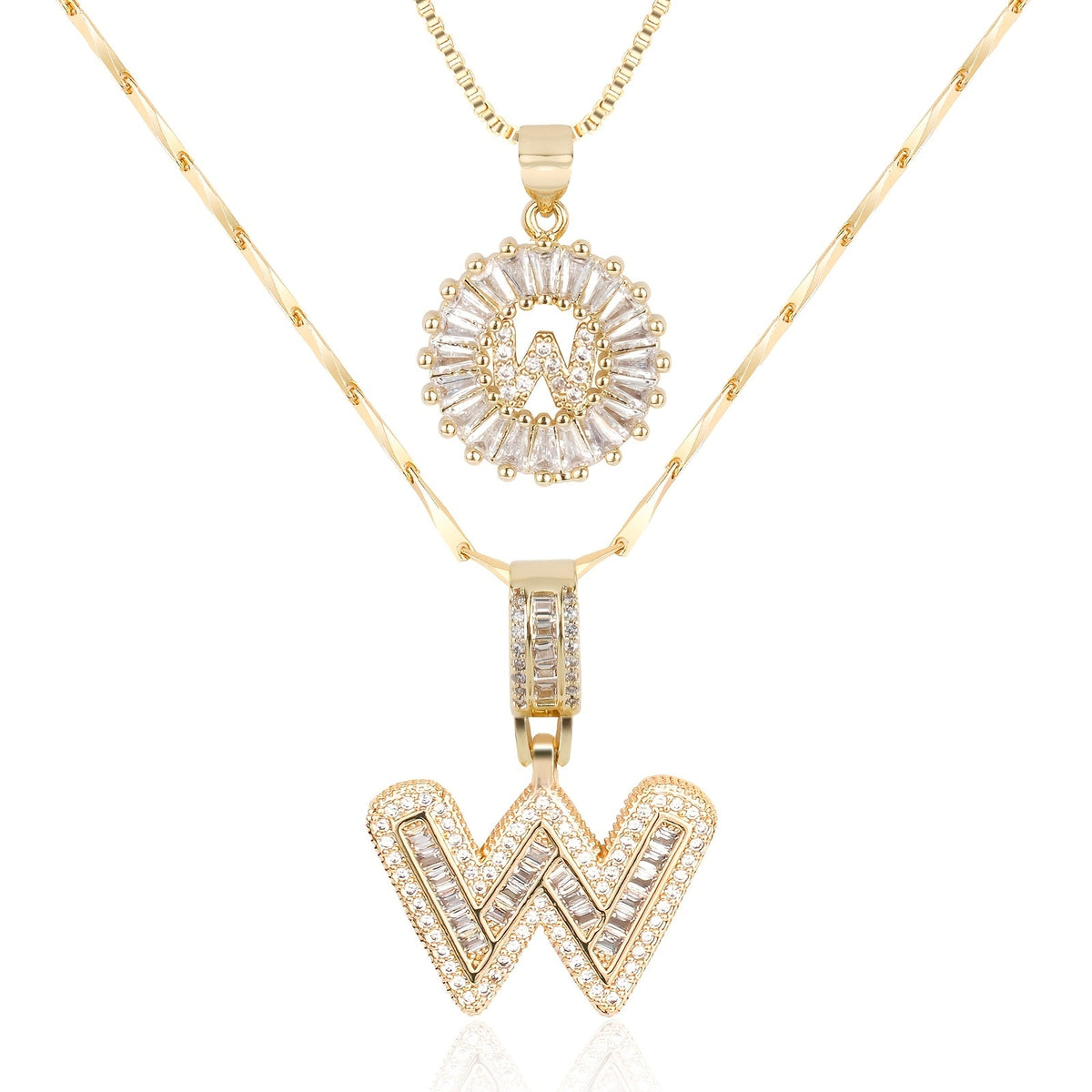 2pc 14k Sparkling Letter Initial Necklaces — product detail