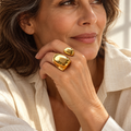 Evelise chunky rounded open square ring on a hand