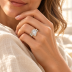 Evelise pear cut ring set on a hand