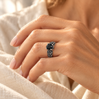 Evelise vintage black obsidian ring on a hand