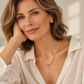 Gold diamond initial herringbone necklace