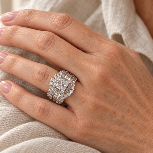 Evelise — 5-in-1 Diamond Accented Ring Stack — main photograph