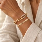 Evelise — 2pc Statement Chain Lock & Herringbone Bracelet — main photograph