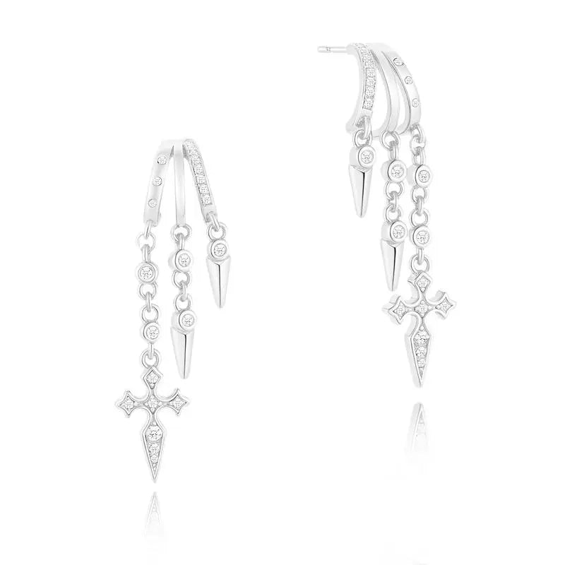 14k Triple Huggie Dangle Earrings Pair — product detail