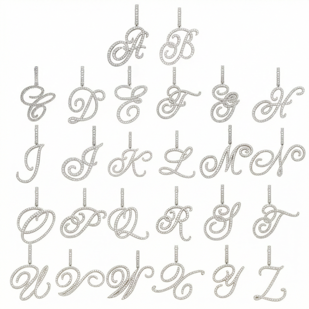 Luxe Cursive Sparkling Accented Initial Necklace — product detail