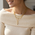 3pc 14k Diamond Accented Initial & Cross Necklace Set — product detail