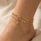 2pc 14k Sparkling Letter Initial Anklet — product detail
