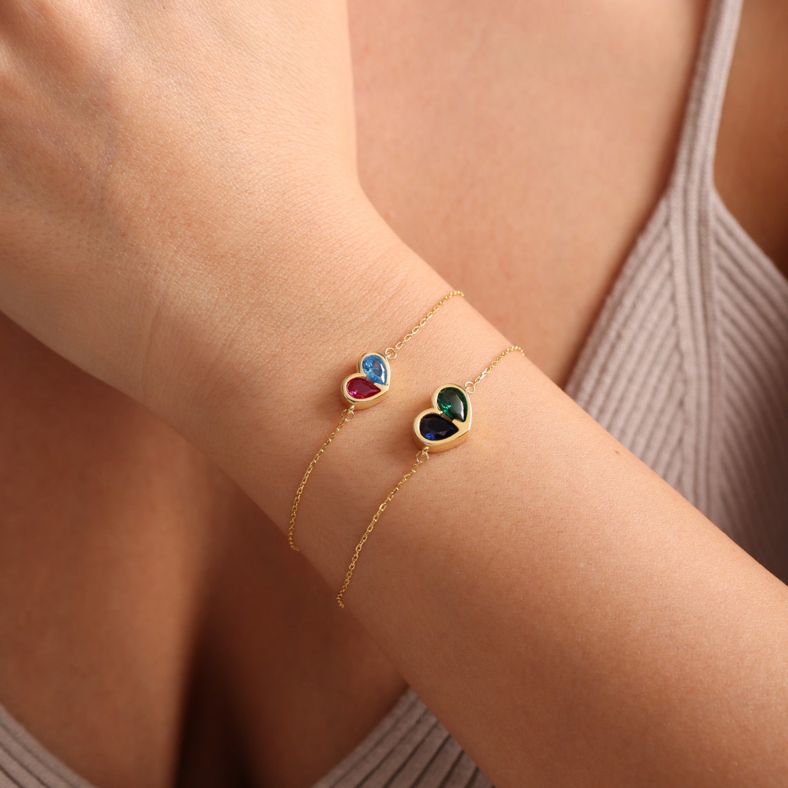 Forever Linked Birthstone Heart Necklace & Bracelet — product detail