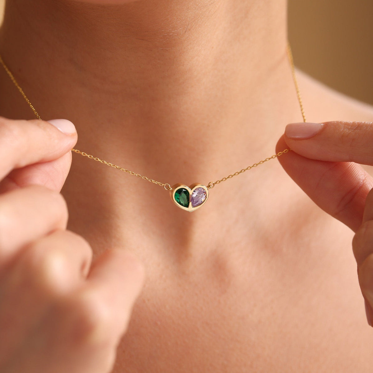 Forever Linked Birthstone Heart Necklace & Bracelet — product detail