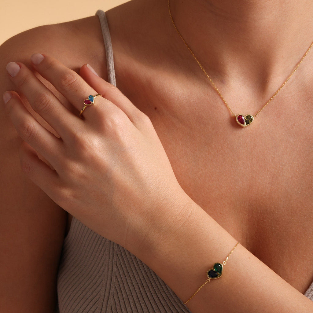 Forever Linked Birthstone Heart Necklace & Bracelet — product detail