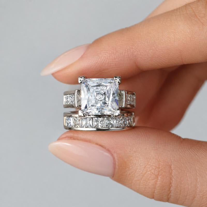 2pc Square Cut Sparkling Ring Stack — product detail