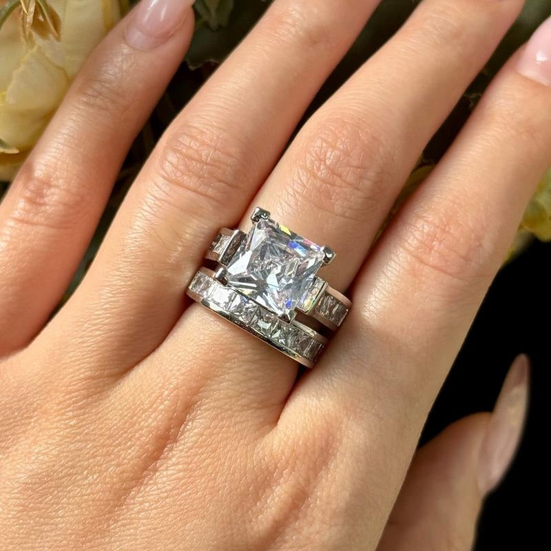 2pc Square Cut Sparkling Ring Stack — product detail