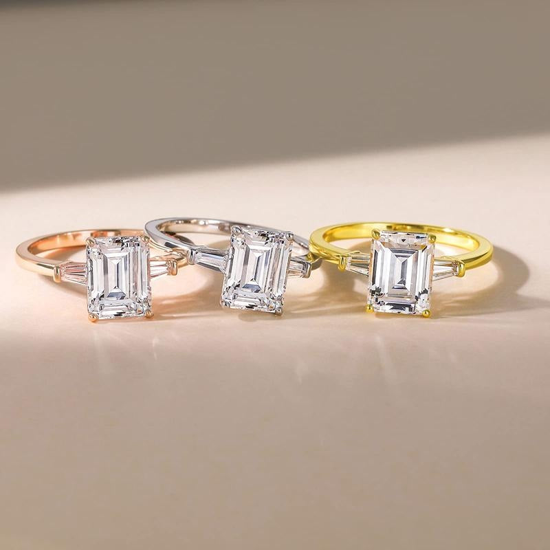 Emerald Cut Sparkling Accented Ring — product detail